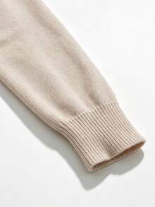 Trelyra Sweater Fashion Lengan Panjang Wanita Warna Polos dengan Desain Silang - Khaki - View 4
