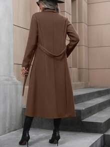 EMERY ROSE Ladies' Long Sleeve Turn-Down Collar Woolen Jacket Fall Winter Cloth For Women - Coffee Brown - View 2