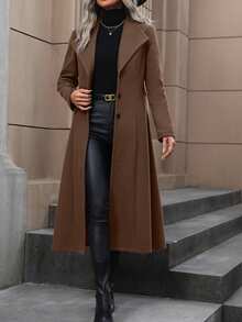 EMERY ROSE Ladies' Long Sleeve Turn-Down Collar Woolen Jacket Fall Winter Cloth For Women - Coffee Brown - View 4
