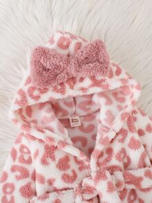Cozy Pixies Newborn Baby Pajamas 3D Butterfly Pink Leopard Print Thermal Lined Robe Comfortable - Pink - View 6