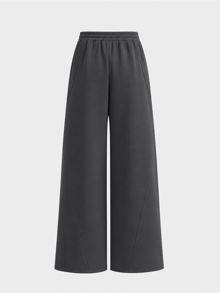 SHEIN Teen Girl Teen Girls Sweatpants, Four Seasons Knit Loose Casual Drawstring Pocket Wide Leg Sports Pants, Light Gray Comfortable Pants, Gray Sports Pants, Cute Sports Pants, Suitable For Daily Casual Commute, Versatile Back To School Wide Leg Sweatpants - Grey - View 2