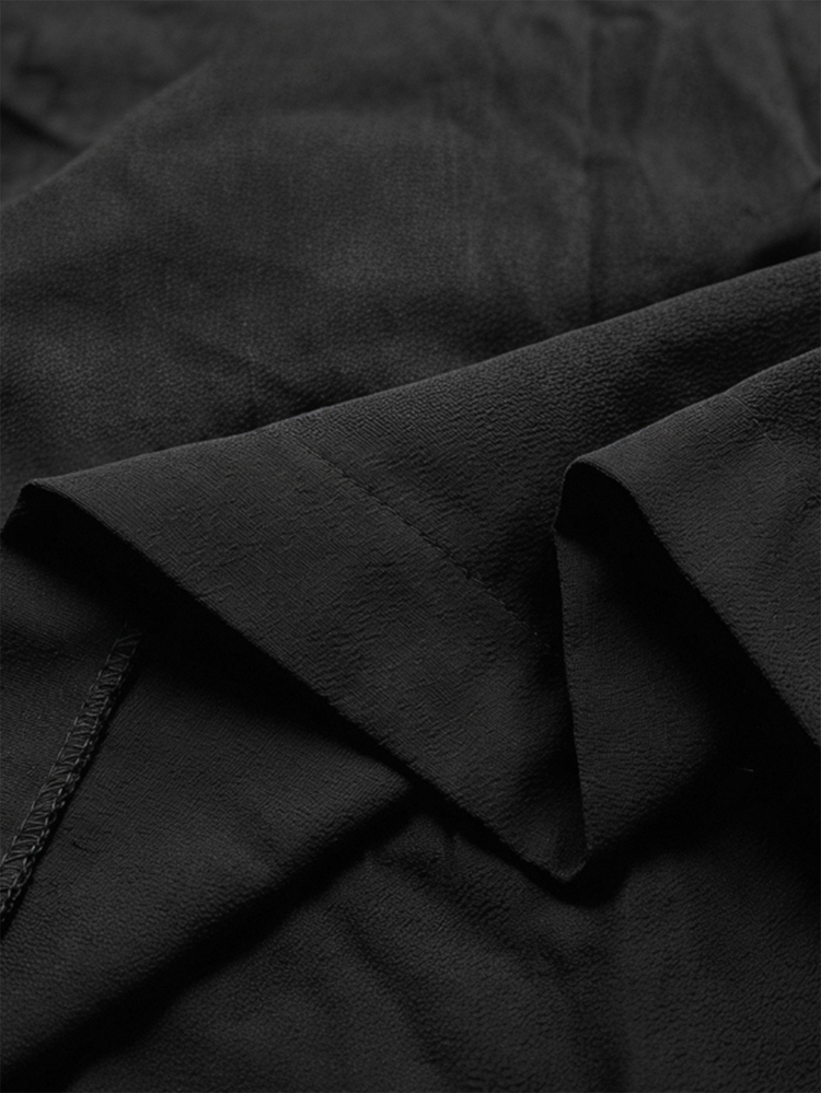 SWAVVY Men's Black Casual Autumn Wide Leg Pants,Minimalist Loose Woven Long Trousers For Going Out Holiday Everyday Commute,Solid Color Unique Design Pants - Black and Apricot - View 6