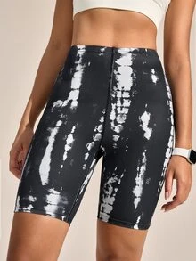 Exploreva Exploreva Women's New Elastic Printed Black Slimming Drawstring Waist Outdoor Shorts - Black - View 7