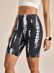 Exploreva Exploreva Women's New Elastic Printed Black Slimming Drawstring Waist Outdoor Shorts - Black - View 2