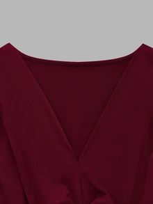 Elenzga Kaos Ukuran Besar Formal Kantor Kencan Malam Formal Pernikahan Formal Merah Marun Musim Panas Kasual Elegan - Burgundy - View 4