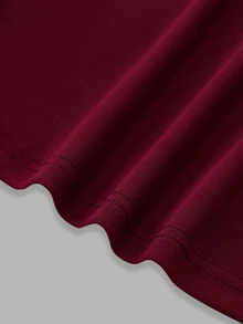 Elenzga Kaos Ukuran Besar Formal Kantor Kencan Malam Formal Pernikahan Formal Merah Marun Musim Panas Kasual Elegan - Burgundy - View 5