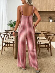 EMERY ROSE Women's Casual Plaid Jumpsuit, Spring/Summer - Multicolor - View 3