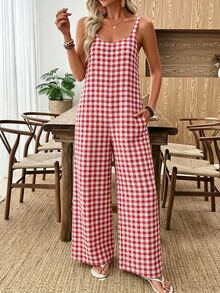 EMERY ROSE Women's Casual Plaid Jumpsuit, Spring/Summer - Multicolor - View 9