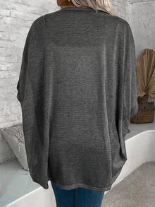 EMERY ROSE Women's Casual Batwing Sleeve Lightweight Top Everyday Work Office Business Gray Autumn - Dark Grey - View 3