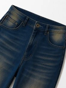 Zerodot Women Vintage Wash Denim Lace Insert Distressed Bootcut Jeans Party Going Out Fall Pre Fall - Medium Wash - View 6