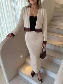 Aloruh Oatmeal Ribbed Knit Sweater & Wide-Leg Pant Co-Ord Set – Ultra Comfortable Soft Touch Minimalist Lounge Chic, Cozy Everyday Essential, Effortless Clean Girl Aesthetic, 2026 Elevated Basics - Beige - View 3
