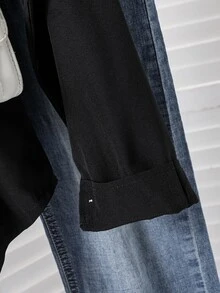 SHEIN 青少年女孩秋季上衣休閒時尚梭織布料經典長袖襯衫寬鬆舒適適合春夏秋... - 黑色 - 查看 5