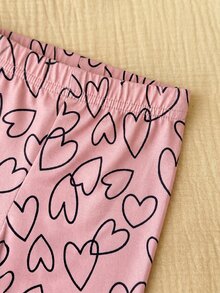 SHEIN Two Pieces Set Of Newborn Baby Girl Print T-Shirts And Shorts, Perfect For Summer. - Dusty Pink - View 6