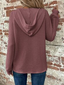 EMERY ROSE Kaos Wanita Lengan Panjang Berkerudung Kasual Kancing Depan Warna Polos, Wisuda, Guru Wanita, Kembali ke Sekolah di Musim Gugur, Musim Dingin - Dusty Pink - View 2