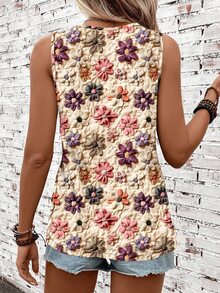 EMERY ROSE Casual Minimalist Colorful Floral Pattern Women Tank Top, Suitable For Summer Vacation,Casual - Multicolor - View 3