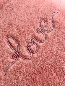 SHEIN Cottnline Women Welsoft Premium Embroidery Soft Loung Set - Pink - View 6