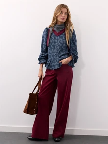Nöista Dark Grey Knit Neck Scarf With A Contrast Design In Burgundy.. Fall, Winter, Everyday Look, Back To School,  Halloween, Accessories, Warm, Layering.. - Dark Grey - View 5