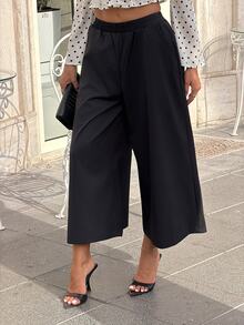 Sindi Myftari Women's Wide Leg Pocket Pants, Summer Airport Business Attire - Black - View 3