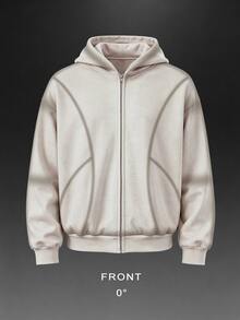 Sport MetroGents Men's Casual Zip-Up Long Sleeve Hooded Sports Jacket - White - View 1