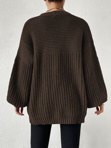 EMERY ROSE Open Front Drop Shoulder Cardigan,Long Sleeve Tops Fall Winter Cloth For Women - Coffee Brown - View 2