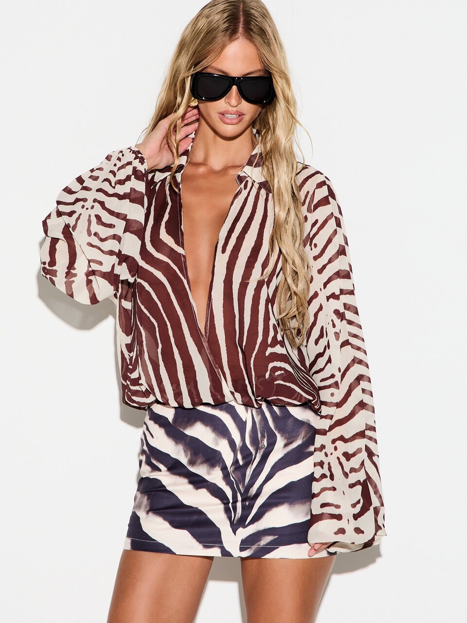 KIZN Zebra Print High Rise Mini Shorts With Animal Print Pattern Summer Holiday Festival Party Style