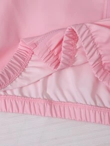 SHEIN 青少年女孩休閒百搭簡約夾克褲裝套裝，秋季穿搭，胸前蝴蝶結圖案，袖子與褲子側邊豹紋印花 - 彩色 - 查看 5