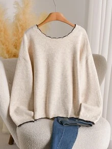 CosyJoli Cardigan Plus dengan Pita Depan dan Bahu Jatuh, Cocok untuk Kencan Malam, Liburan, Warna Putih, Musim Gugur, Gaya Peri, Kasual, Elegan, Musim Dingin. - Aprikot - View 5