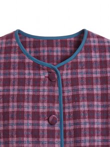 Nöista Plaid Jacket With Round Collar, Button Front, And Pockets. Fall, Winter, Autumn, College, Office, Cozy Everyday Look, Layering, Outerwear, Warm.. - Green - View 10