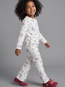 Maija Kids Maija Kids 女童 1 套優雅學院風休閒生日裝 精緻舒適基礎內搭可愛甜美花卉圓領 T 恤喇叭褲套裝 - 彩色 - 查看 6