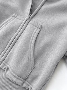Tween Girl Dark Gray Kids Zip-Up Hoodie & Sweatpants Casual Set - Grey - View 5