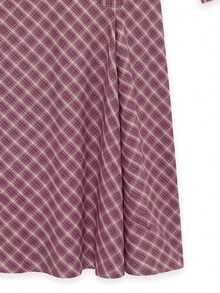 Nöista Burgundy Plaid Maxi Dress With Fitted Waist. Fall Winter, Formal Event, Wedding Guest, Christmas. - Purple - View 10