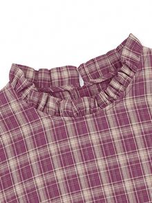 Nöista Burgundy Plaid Maxi Dress With Fitted Waist. Fall Winter, Formal Event, Wedding Guest, Christmas. - Purple - View 11
