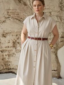 MOTF PREMIUM PLUS SIZE WOMEN'S SPRING/SUMMER CASUAL DATE CAP SLEEVE DENIM DRESS WITHOUT BELT - White - View 7