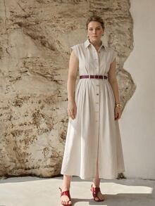 MOTF PREMIUM PLUS SIZE WOMEN'S SPRING/SUMMER CASUAL DATE CAP SLEEVE DENIM DRESS WITHOUT BELT - White - View 5