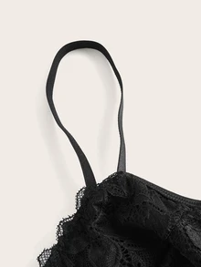 SHEIN CURVE+ Large Lace Black Tight Vest, Interior, Halloween, Party Season, Christmas - Black - View 5