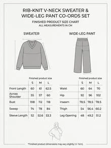 SHEIN Women's V-Neck Sweater And Wide Leg Pants With Drawstring - Grey - View 9
