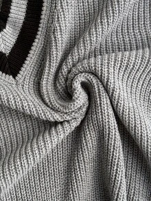 SHEIN Women's V-Neck Sweater And Wide Leg Pants With Drawstring - Grey - View 10
