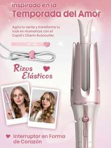 SHEGLAM HAIR مكواة تجعيد الشعر كيوبيدز تشارم بلمسة واحدة، مكواة تجعيد أوتوماتيكية 19 مم، مكواة تجعيد شعر دوارة، تموجات سريعة في 10 دقائق وتسخين سريع في 60 ثانية، 3 درجات حرارة قابلة للتعديل ومؤقت ذكي 8 ثوانٍ، جهد كهربائي عالمي، تجعيد تلقائي سريع، سحري، يعزز اللمعان ويحمي الشعر، مناسب للشعر المتوسط ​​إلى الطويل - وردي فاتح - مشاهدة 5