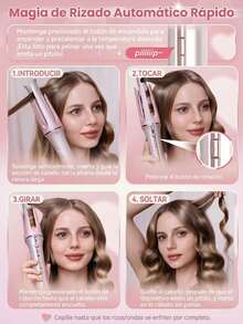 SHEGLAM HAIR مكواة تجعيد الشعر كيوبيدز تشارم بلمسة واحدة، مكواة تجعيد أوتوماتيكية 19 مم، مكواة تجعيد شعر دوارة، تموجات سريعة في 10 دقائق وتسخين سريع في 60 ثانية، 3 درجات حرارة قابلة للتعديل ومؤقت ذكي 8 ثوانٍ، جهد كهربائي عالمي، تجعيد تلقائي سريع، سحري، يعزز اللمعان ويحمي الشعر، مناسب للشعر المتوسط ​​إلى الطويل - وردي فاتح - مشاهدة 6