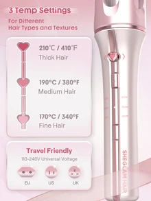 SHEGLAM HAIR مكواة تجعيد الشعر كيوبيدز تشارم بلمسة واحدة، مكواة تجعيد أوتوماتيكية 19 مم، مكواة تجعيد شعر دوارة، تموجات سريعة في 10 دقائق وتسخين سريع في 60 ثانية، 3 درجات حرارة قابلة للتعديل ومؤقت ذكي 8 ثوانٍ، جهد كهربائي عالمي، تجعيد تلقائي سريع، سحري، يعزز اللمعان ويحمي الشعر، مناسب للشعر المتوسط ​​إلى الطويل - وردي فاتح - مشاهدة 11