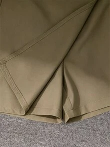 SHEIN Elladie kids 青少年女孩韓系軟妹風兩件套童裝套裝，露肩短袖上衣＋前開襟長袖款，返校穿搭 - 卡其色 - 查看 4