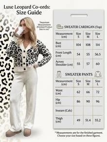SHEIN Leopard Jacquard Button Front Knit Cardigan - Beige - View 9