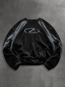 COMVAIL Men's Plus Size Casual Streetwear Loose Black Knit Long Sleeve Pullover Sweatshirt Boxing Holiday Spring - Multicolor - View 1