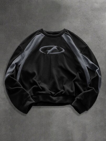 EASEVO Men's Plus Size Casual Streetwear Loose Black Knit Long Sleeve Pullover Sweatshirt Boxing Holiday Spring