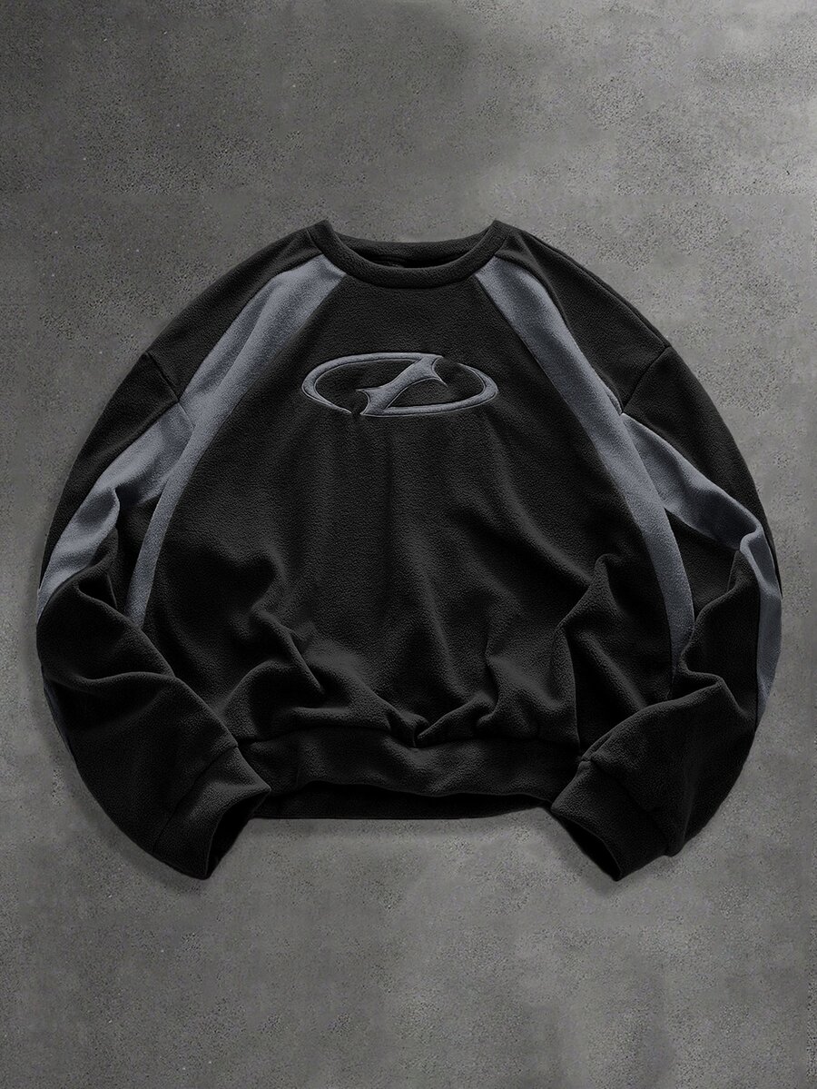 COMVAIL Men's Plus Size Casual Streetwear Loose Black Knit Long Sleeve Pullover Sweatshirt Boxing Holiday Spring - Multicolor - View 1