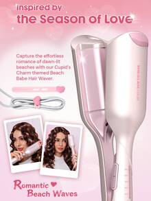 SHEGLAM HAIR Cupid's Charm Beach Babe Hair Waver,25mm Ionic Hair Crimper,Waver Curling Iron,2 Barrel Waver Hair Tool With Anti-Scald,50 Million Ions & 10 Min Quick Wave,Smart Timer & 5 Adjustable Temps,Universal Voltage Easy To Use Hair Tool For Women - Baby Pink - View 5