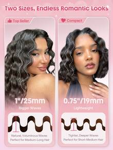 SHEGLAM HAIR 丘比特魅力沙灘寶貝捲髮棒 - 25毫米英式插頭，離子捲髮器，雙管捲髮棒，防燙設計，5000萬離子，10分鐘快速捲髮，智能定時器和可調節溫度，女士易用美髮工具 化妝品 假期 配件 粉紅色的 梳子 秋天 - 淺粉色 - 查看 6