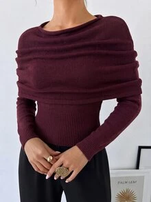 Firerie Sweater Pullover 2 in 1 Wanita Reguler, Cocok untuk Kencan, Makan Malam, Sehari-hari, Warna Burgundy, Musim Gugur, Elegan - Burgundy - View 6