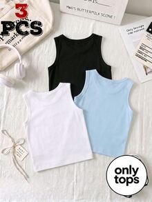 3-Piece Baby Boy Street Style Casual Cowboy Fun Classic Smiling Face Print Vest Top Summer Holiday Vacation Black And White Light Blue White - Multicolor - View 2