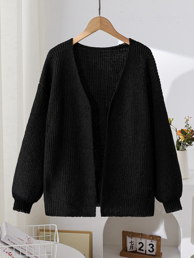 SHEIN Tween Girl Casual Versatile Daily Wear Cardigan - Black - View 1